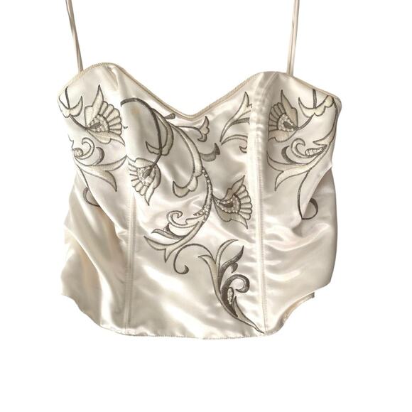 Natori Neiman Marcus Vintage Jacket Bustier Set Satin Embroidered Pearl Small - Picture 6 of 14
